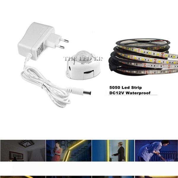 

DC12V LED Strip Motion Sensor Light Auto ON OFF Flexible LED Tape 1M 2M 3M 4M 5M SMD5050 Bed light with power supply