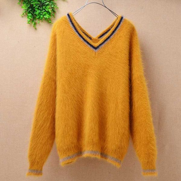ladies women fashion hairy fluffy deep v-neck mink cashmere knitted loose pullover angora fur winter jumper sweater, White;black
ladies women fashion hairy fluffy deep v-neck mink cashmere knitted loose pullover angora fur winter jumper sweater, White;black