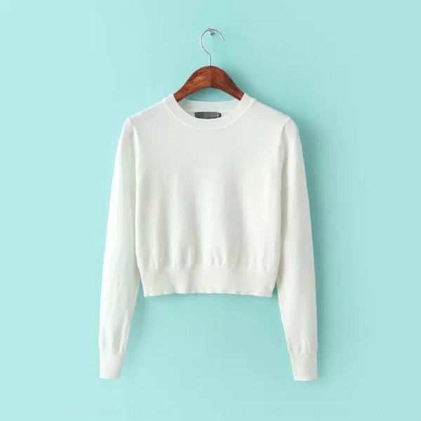 autumn round neck long sleeve tight high waist navel pullover sweater pullover sweater women's clothing, White
autumn round neck long sleeve tight high waist navel pullover sweater pullover sweater women's clothing, White