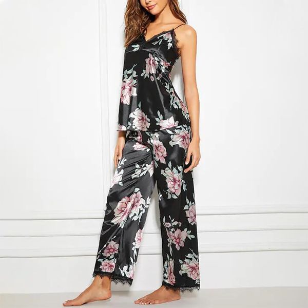 heflashor 2020 women floral pjamas sets female tank +long pants satin sleepwear outfits nightwear clothes, White
heflashor 2020 women floral pjamas sets female tank +long pants satin sleepwear outfits nightwear clothes, White