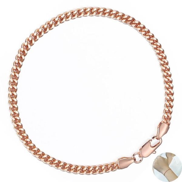 4mm 585 rose gold color bracelets for womens curb cuban link chain bracelet fashion party jewelry gifts wholesale lgb432b, Black
4mm 585 rose gold color bracelets for womens curb cuban link chain bracelet fashion party jewelry gifts wholesale lgb432b, Black