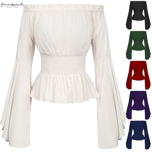 elegant women long flare sleeve blouse camisas mujer new fashion off shoulder vintage shirt corset blouse femme blusas, White
elegant women long flare sleeve blouse camisas mujer new fashion off shoulder vintage shirt corset blouse femme blusas, White