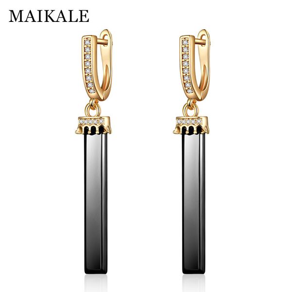 maikale classic simple ceramic stud earrings black white cubic zirconia gold silver color long earrings for women to send, Golden;silver
maikale classic simple ceramic stud earrings black white cubic zirconia gold silver color long earrings for women to send, Golden;silver