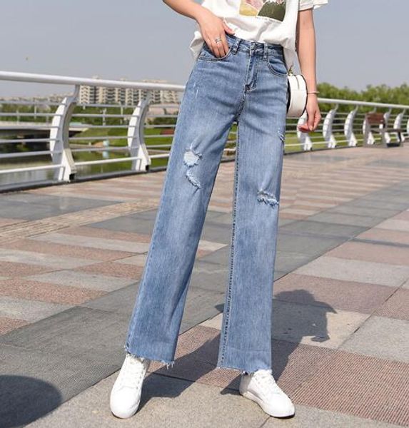 cotton blend denim jeans casual straight pants for women plus size hole new fashion autumn spring casual capris female ycy2012, Blue
cotton blend denim jeans casual straight pants for women plus size hole new fashion autumn spring casual capris female ycy2012, Blue