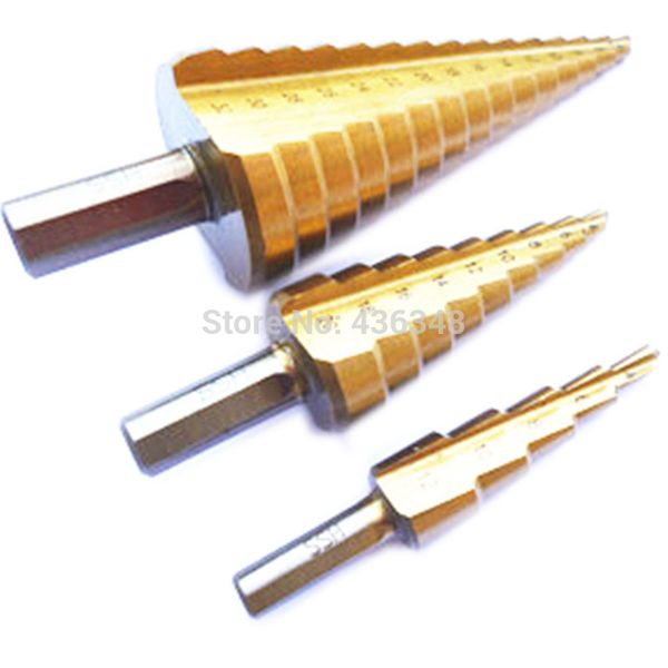 high-speed steel step drill bit power tools cone titanium coated metal hole cutter hex shank drive quick 4-32mm
high-speed steel step drill bit power tools cone titanium coated metal hole cutter hex shank drive quick 4-32mm