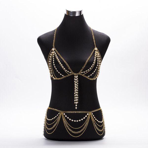 fashion boho imitation pearls full body chain bra and waist chain statement women dress night club party jewelry t200508, Silver
fashion boho imitation pearls full body chain bra and waist chain statement women dress night club party jewelry t200508, Silver