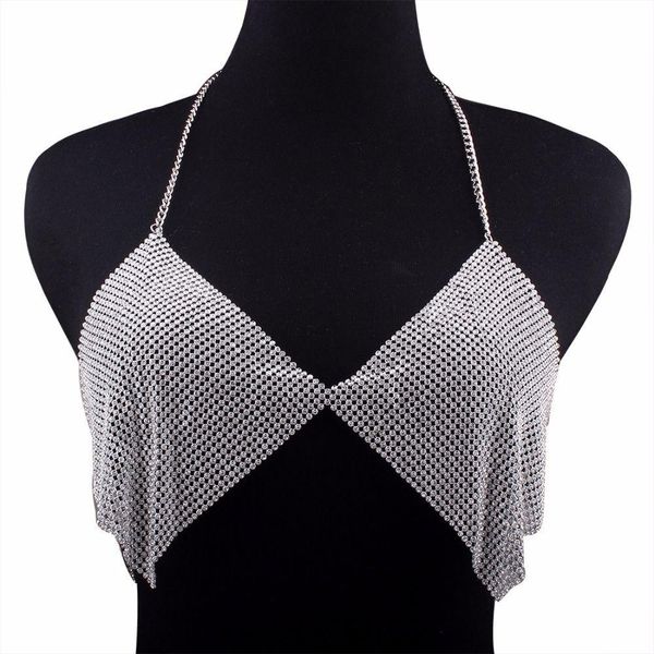 crystal mesh hollow summer women rhinestones shining bra chain bra beach ladies bust chain t200508, Silver
crystal mesh hollow summer women rhinestones shining bra chain bra beach ladies bust chain t200508, Silver