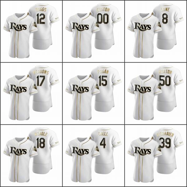 

tampa bay rays men #4 blake snell 39 kevin kiermaier 5 matt duffy women youth white authentic golden edition custom jersey