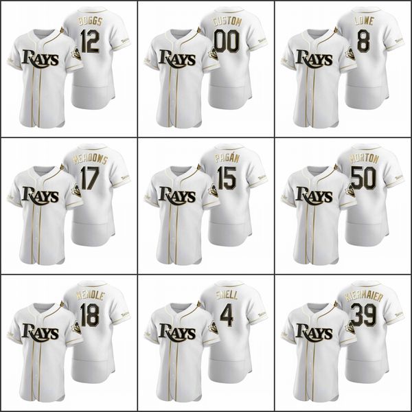 

tampa bay rays men #4 blake snell 39 kevin kiermaier 5 matt duffy women youth white authentic golden edition custom jersey