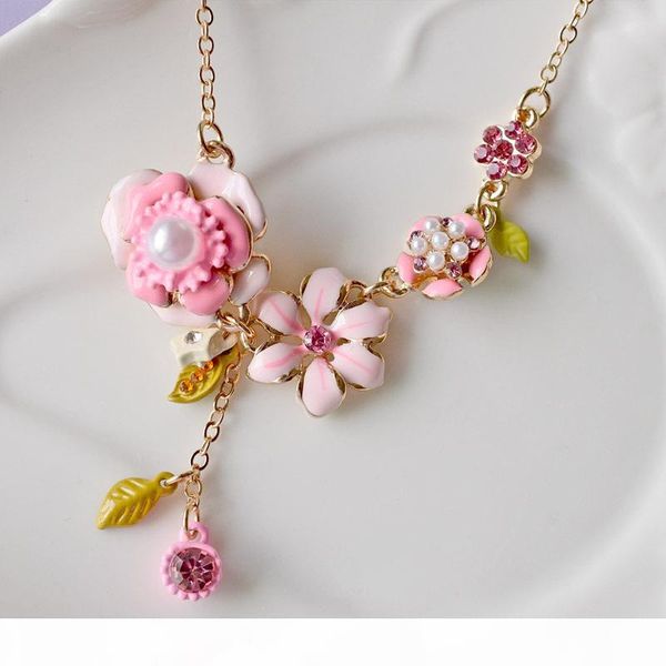pink flower necklace bracelet earrings jewelry set for women enamel glaze florals pendant necklaces chains, Silver
pink flower necklace bracelet earrings jewelry set for women enamel glaze florals pendant necklaces chains, Silver