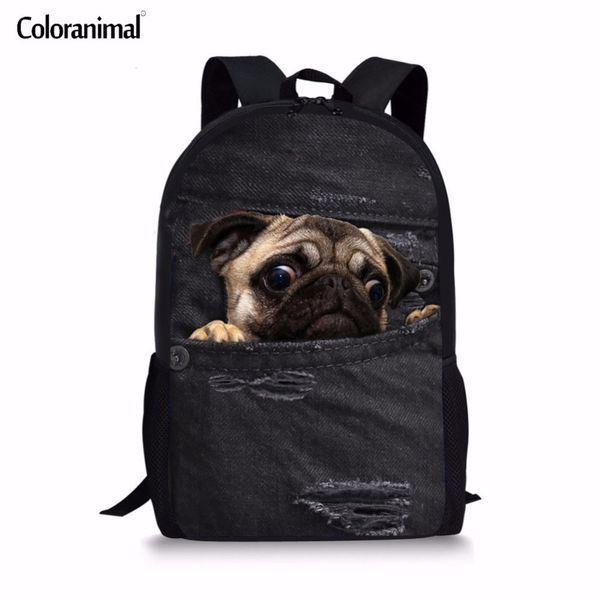 coloranimal cute pet dog pug printed children school bags for girls 3d black denim backpack kids cat bookbag students mochila t200709
coloranimal cute pet dog pug printed children school bags for girls 3d black denim backpack kids cat bookbag students mochila t200709