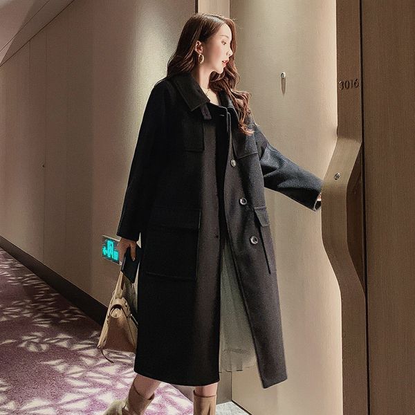 women's wool & blends sondr autumn and winter season korean casual coat in the long section lapel single-breasted large pocket jacket l, Black
women's wool & blends sondr autumn and winter season korean casual coat in the long section lapel single-breasted large pocket jacket l, Black