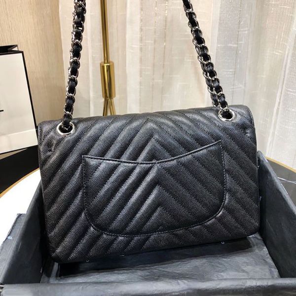 classic flap bags caviar shoulder bag women chain bags female messenger bag designer crossbody bag genuine leather designer purse with box, Black
classic flap bags caviar shoulder bag women chain bags female messenger bag designer crossbody bag genuine leather designer purse with box, Black