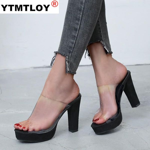 new pvc jelly shoes slides open toed thin heels women transparent heel pumps gladiator square heel, Black
new pvc jelly shoes slides open toed thin heels women transparent heel pumps gladiator square heel, Black