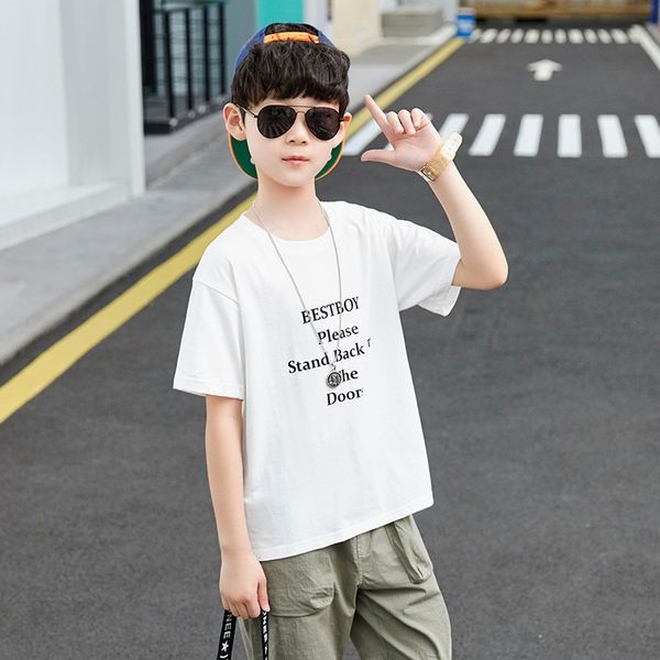 fou7o 2020 summer new boy's t-shirt medium and large children's cotton junior high school student boy korean style children's, Blue 
fou7o 2020 summer new boy's t-shirt medium and large children's cotton junior high school student boy korean style children's, Blue
