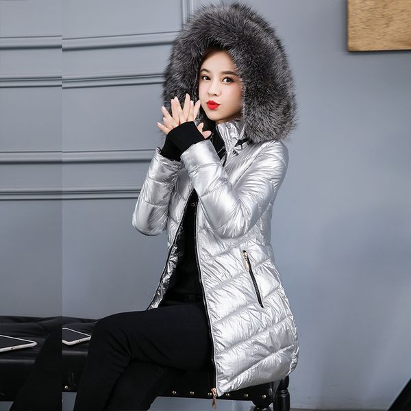 women winter jackets long warm coat silver color glossy female jacket wide fur collar 2020 ladies parka abrigos mujer invierno, Black
women winter jackets long warm coat silver color glossy female jacket wide fur collar 2020 ladies parka abrigos mujer invierno, Black