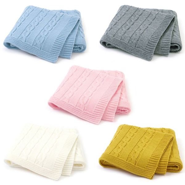 100x80cm Newborn Baby Knitted Solid Color Sleeping Bed Stroller Blanket Cover Soft Swaddle Wrap