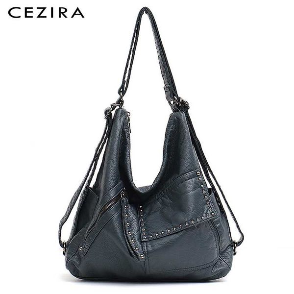 cezira women washed pu backpack luxury soft vegan leather shoulder bag girls large school bag fashion rivets functional knapsack
cezira women washed pu backpack luxury soft vegan leather shoulder bag girls large school bag fashion rivets functional knapsack