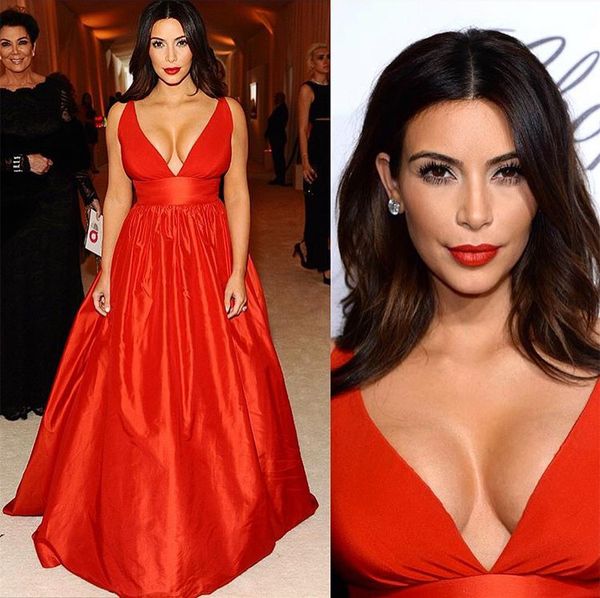 a line satin red carpet prom dress sleeveless deep v neck formal evening gowns celebrity dresses, Black
a line satin red carpet prom dress sleeveless deep v neck formal evening gowns celebrity dresses, Black