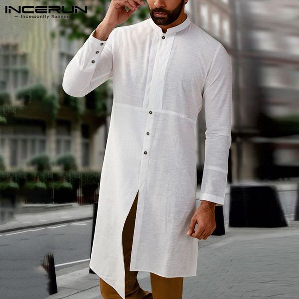 incerun muslim kaftan shirts men long sleeve stand collar camisa retro buttons irregular blusa vintage solid long style 5xl, White;black
incerun muslim kaftan shirts men long sleeve stand collar camisa retro buttons irregular blusa vintage solid long style 5xl, White;black