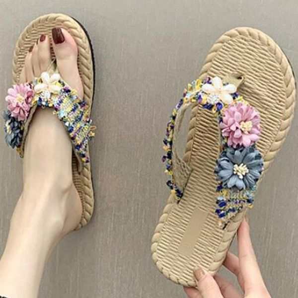 slippers women summer shoes for fashion flower flip flops casual flat non-slip female beach sh473, Black 
slippers women summer shoes for fashion flower flip flops casual flat non-slip female beach sh473, Black