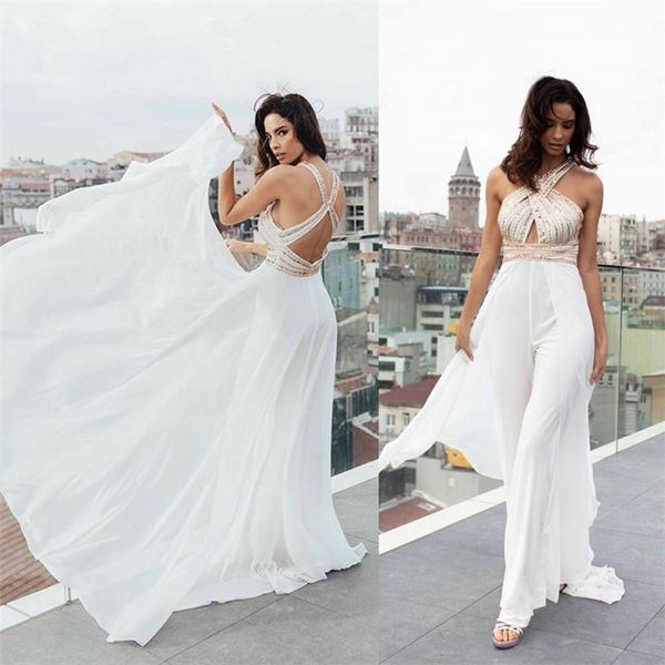 evening jumpsuits sequins sash ruched chiffon party gowns cross neck sleeveless sweep train custom made prom dress robes de soirée, Black
evening jumpsuits sequins sash ruched chiffon party gowns cross neck sleeveless sweep train custom made prom dress robes de soirée, Black