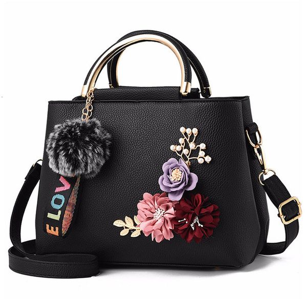women bag leather handbag women shoulder bag vintage tote flowers shell sac a main femme rivets fur ball pendant designer ladies 
women bag leather handbag women shoulder bag vintage tote flowers shell sac a main femme rivets fur ball pendant designer ladies