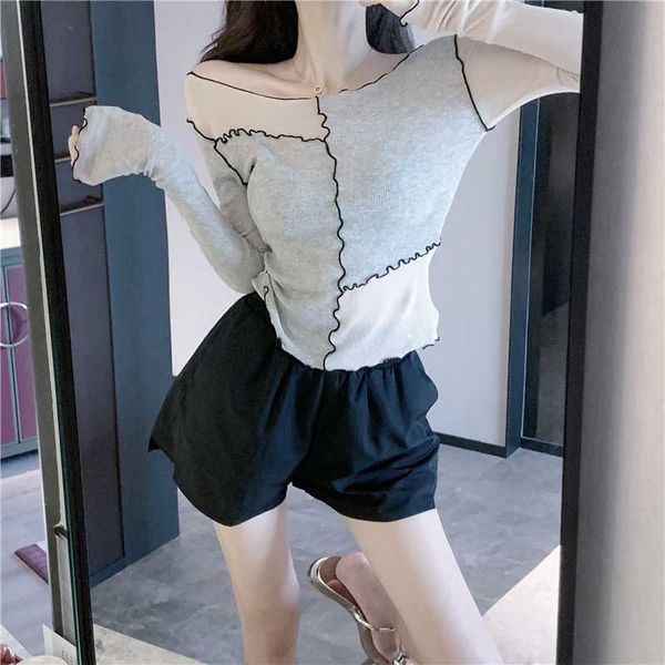 comel2020 summer knitted blouse + fashion black shorts suit slash neck long sleeve shirt high waist slacks two-piece set, White
comel2020 summer knitted blouse + fashion black shorts suit slash neck long sleeve shirt high waist slacks two-piece set, White