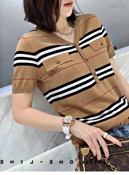 4iswt 2020 spring new european t-shirt sweater fashion contrast color striped v-neck ice linen short sleeve t-shirt ice silk sweater for wom, White
4iswt 2020 spring new european t-shirt sweater fashion contrast color striped v-neck ice linen short sleeve t-shirt ice silk sweater for wom, White