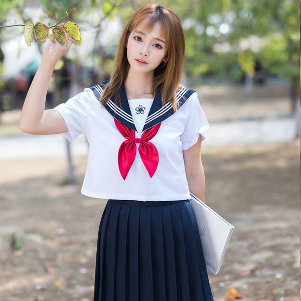 new school uniforms for girls jk japanese white sailor uniform cosplay school class short sleeve suits sakura design sets
new school uniforms for girls jk japanese white sailor uniform cosplay school class short sleeve suits sakura design sets