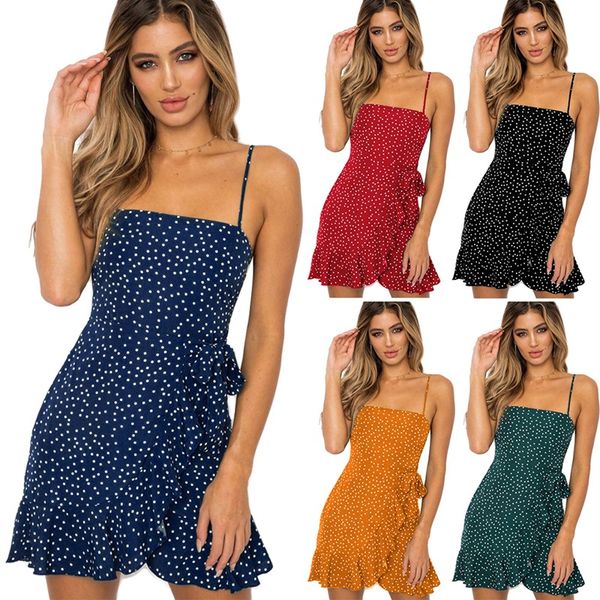 2020 summer european and american women's dresses with single collar chiffon shirt polka dot multicolor dress, White;black
2020 summer european and american women's dresses with single collar chiffon shirt polka dot multicolor dress, White;black