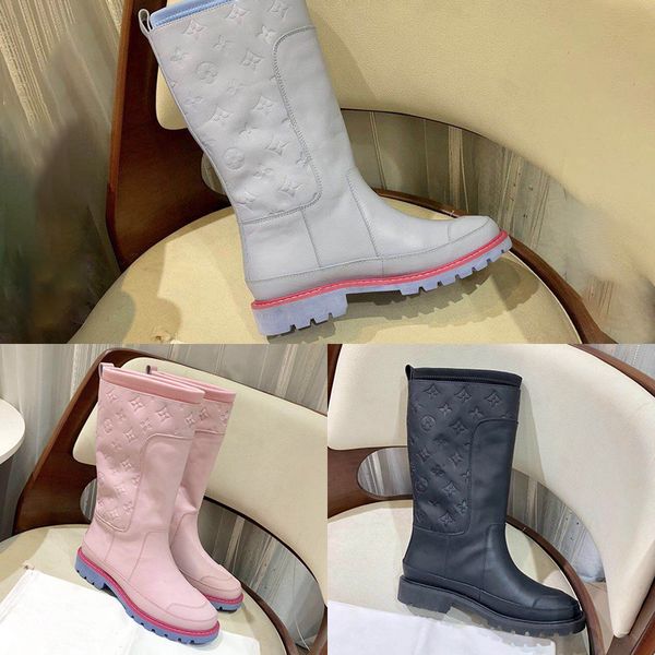 designer womens boots luxury black white pink thick heel round head splice shoes with box size 35-40
designer womens boots luxury black white pink thick heel round head splice shoes with box size 35-40