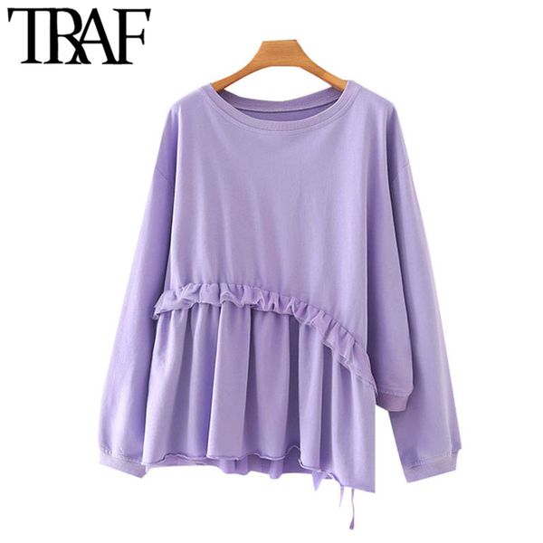women's hoodies & sweatshirts traf women fashion ruffles patchwork loose irregular vintage o neck long sleeve female pullovers chic, Black
women's hoodies & sweatshirts traf women fashion ruffles patchwork loose irregular vintage o neck long sleeve female pullovers chic, Black