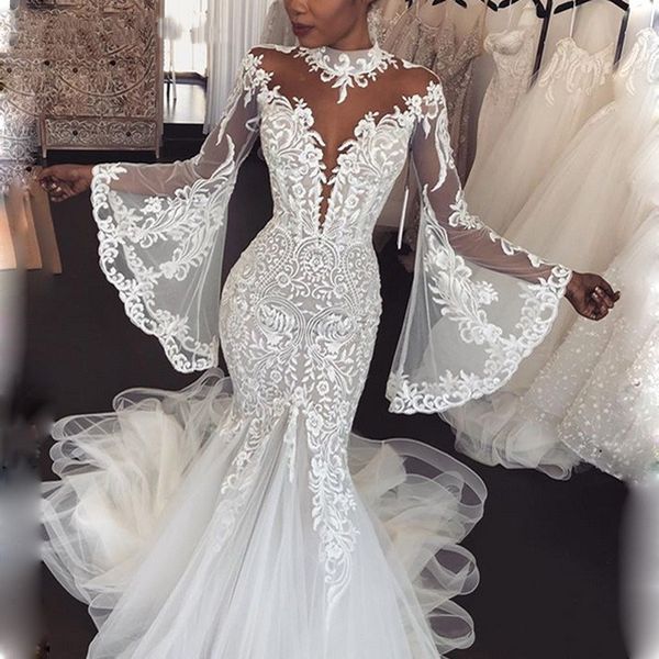 dubai arabic high neck mermaid wedding dresses with sheer neck appliques lace full juliet sleeves bridal gowns vestido de noiva, White
dubai arabic high neck mermaid wedding dresses with sheer neck appliques lace full juliet sleeves bridal gowns vestido de noiva, White