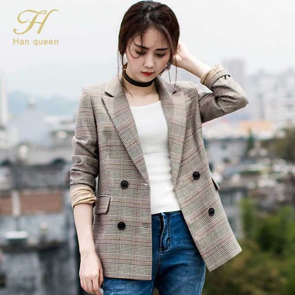 h han queen elegant korean double breasted plaid women trench autumn simple female blazer jacket 2020 new ladies suit outwear, Tan;black
h han queen elegant korean double breasted plaid women trench autumn simple female blazer jacket 2020 new ladies suit outwear, Tan;black