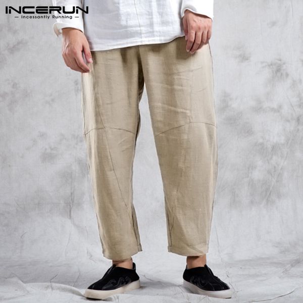 incerun men pants joggers solid retro streetwear elastic waist trousers chic loose cotton chinese style casual pantalon s-5xl, Black
incerun men pants joggers solid retro streetwear elastic waist trousers chic loose cotton chinese style casual pantalon s-5xl, Black
