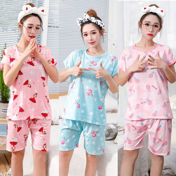kqqri pajamas women's summer short-sleeved shorts two-piece suit cartoon korean style pajamas milk silk loose large size home clothes, Blue;red
kqqri pajamas women's summer short-sleeved shorts two-piece suit cartoon korean style pajamas milk silk loose large size home clothes, Blue;red