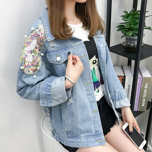 women's jackets autumn 2021 style korean-style industrial beads sequin cowboy coat versatile loose-fit long sleeve single breasted blou, Black;brown
women's jackets autumn 2021 style korean-style industrial beads sequin cowboy coat versatile loose-fit long sleeve single breasted blou, Black;brown