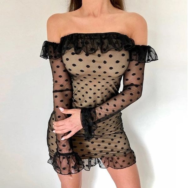 cross-border special for 2019 new european and american style ruffles off-the-line collar polka dot lace dress dress skirt, White;black
cross-border special for 2019 new european and american style ruffles off-the-line collar polka dot lace dress dress skirt, White;black