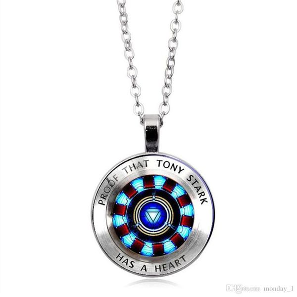 new iron man heart glass round pendant gift jewelry necklace, Silver