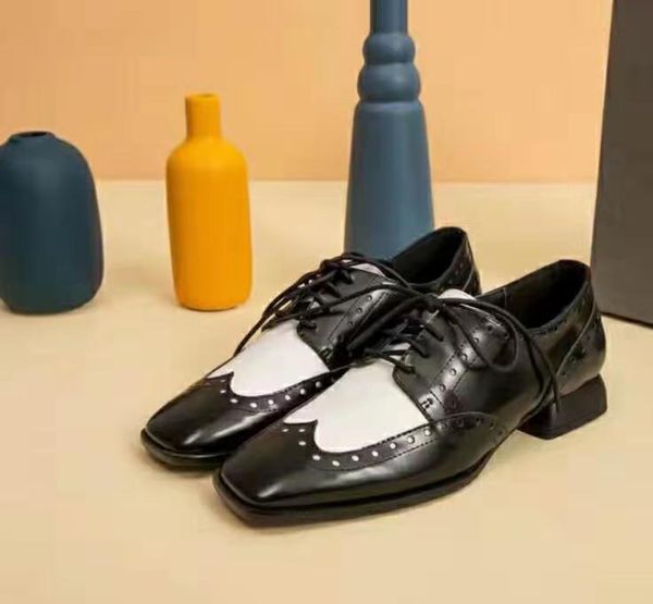 2020010302 black white square cap toe genuine leather oxford panda flats laced crusie 40
2020010302 black white square cap toe genuine leather oxford panda flats laced crusie 40