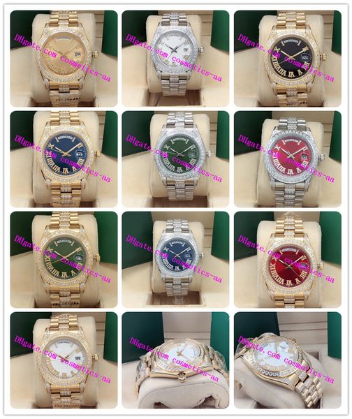 11 style 18038 diamond roman numeral green dial 18k gold 41mm automatic fashion men's watches luxury wristwatch, Slivery;brown
11 style 18038 diamond roman numeral green dial 18k gold 41mm automatic fashion men's watches luxury wristwatch, Slivery;brown