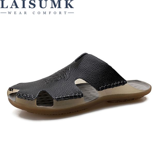 laisumk dropshipping men's slippers seaside sandals cow genuine leather slides crocodile pattern summer beach men slippers, Black
laisumk dropshipping men's slippers seaside sandals cow genuine leather slides crocodile pattern summer beach men slippers, Black
