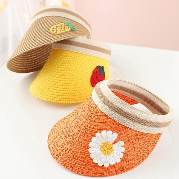 2020 spring summer children's candy color straw hat kids girls fruit flower pattern sun hat uv protection caps, Blue;gray 
2020 spring summer children's candy color straw hat kids girls fruit flower pattern sun hat uv protection caps, Blue;gray