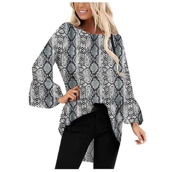 40# womens and blouses fashion casual snake printing leopard crewneck long sleeve shirt ruffle sleeve streetwear top, White
40# womens and blouses fashion casual snake printing leopard crewneck long sleeve shirt ruffle sleeve streetwear top, White