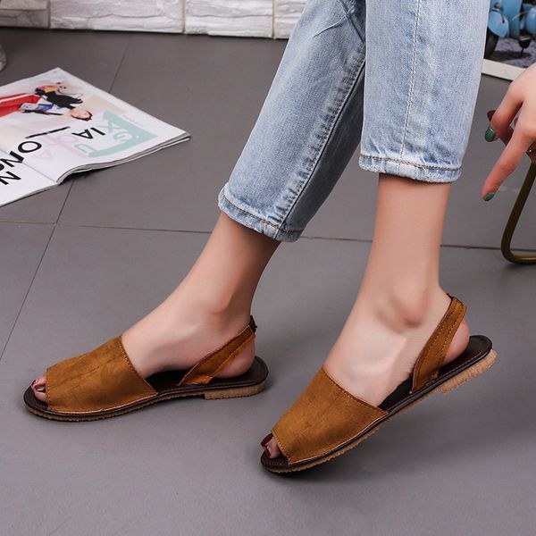 women rome woman flock sandals women's elastic band flats solid female fashion shallow shoes ladies open toe footwear plus size, Black 
women rome woman flock sandals women's elastic band flats solid female fashion shallow shoes ladies open toe footwear plus size, Black
