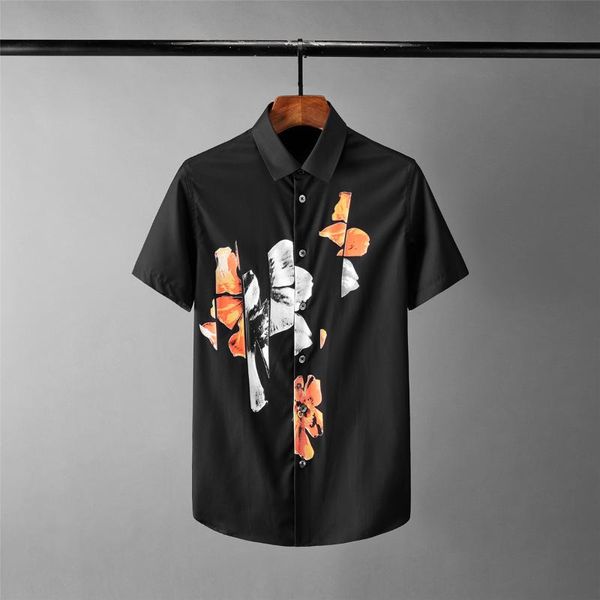 men's casual shirts black mens flower dislocation printing short sleeve dress fashion slim man, White;black
men's casual shirts black mens flower dislocation printing short sleeve dress fashion slim man, White;black