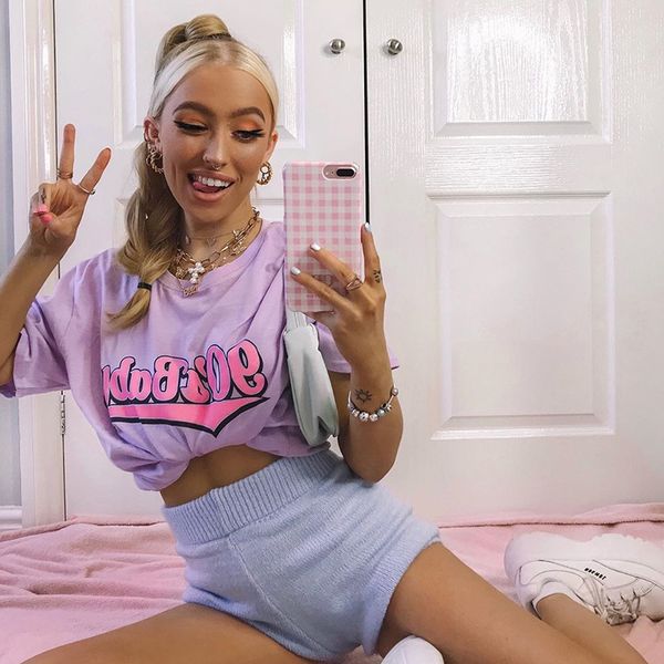 women's t-shirt womens tshirt 90s streetwear letter graphic long t-shirts casual o-neck short sleeve oversized purple summer fashion, White
women's t-shirt womens tshirt 90s streetwear letter graphic long t-shirts casual o-neck short sleeve oversized purple summer fashion, White