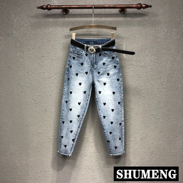 embroidery jeans pants 2020 spring new women's cartoon pattern denim pants female high-waist harem trousers, Blue
embroidery jeans pants 2020 spring new women's cartoon pattern denim pants female high-waist harem trousers, Blue