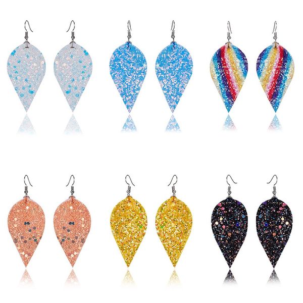 double sided sequins glitter earrings punk leaf leather charm pendant dangle hook earrings for women wedding party summer beach jewelry, Silver
double sided sequins glitter earrings punk leaf leather charm pendant dangle hook earrings for women wedding party summer beach jewelry, Silver